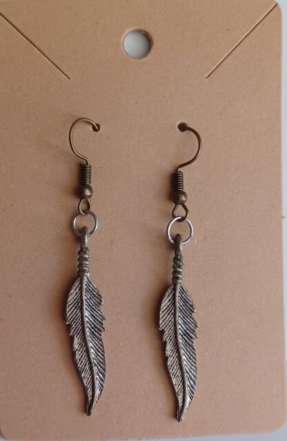 Metal Feather Earrings (Dull Wire)