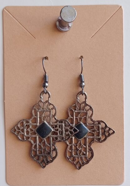 Metal Cross Earrings (Dull Wire)