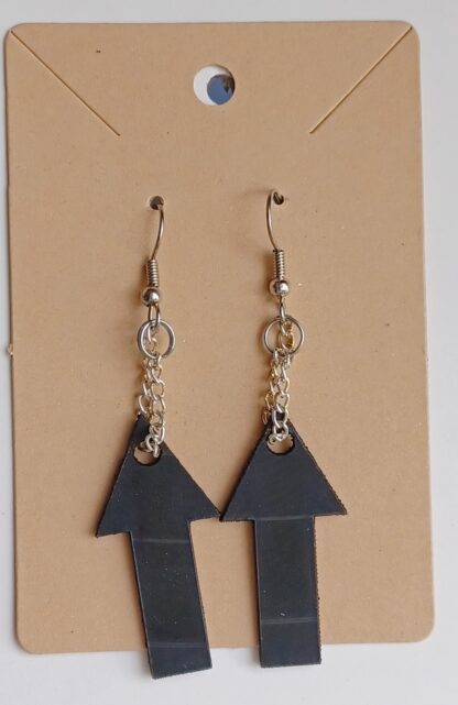 Black Vinyl Arrow Earrings (Bright Wire)