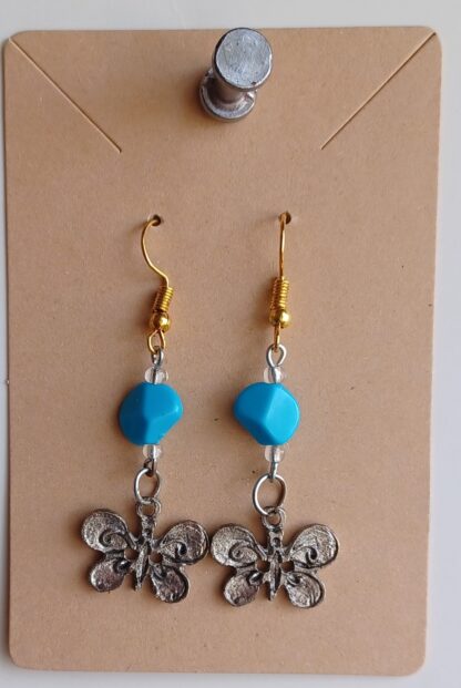 Butterfly in Rain  Earrings(Gold Wire )