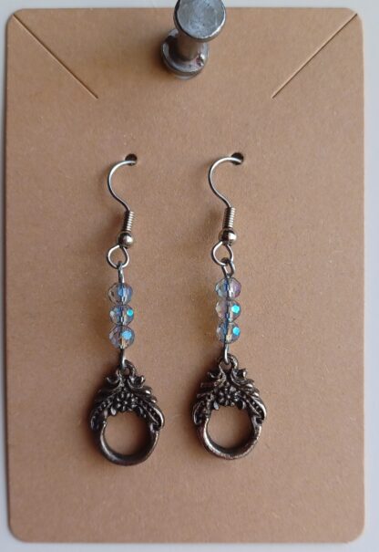 Crystals with Rings Earrings(Silver Wire )